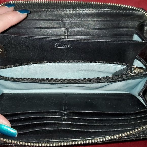 Coach Julia Op Art Signature Accordion Zip Around Wallet Black‎ Grey Silver - Picture 7 of 9